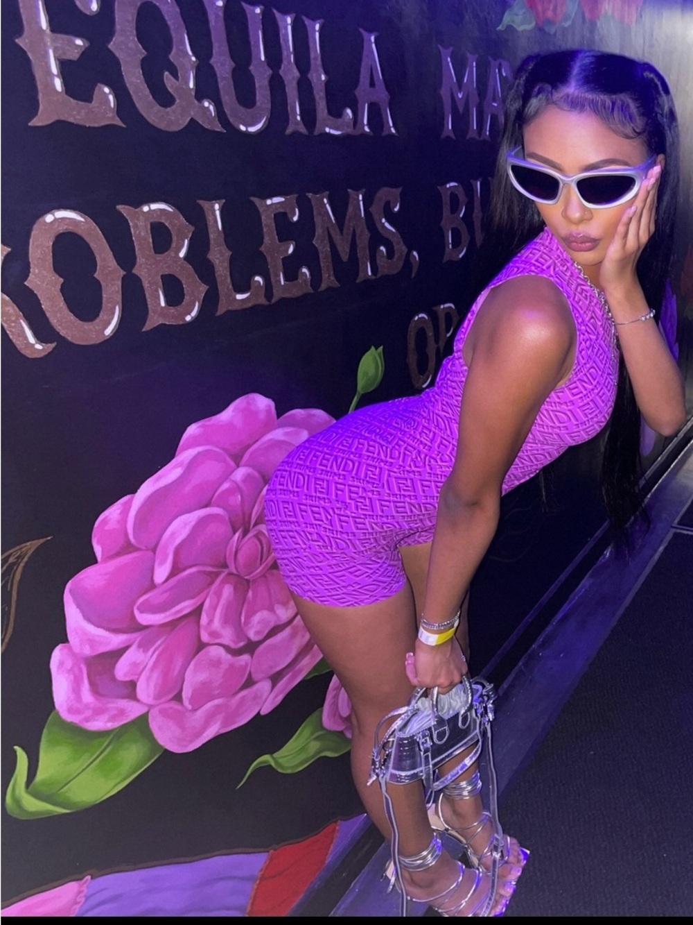 Fendi Purple Logo Knit Romper
